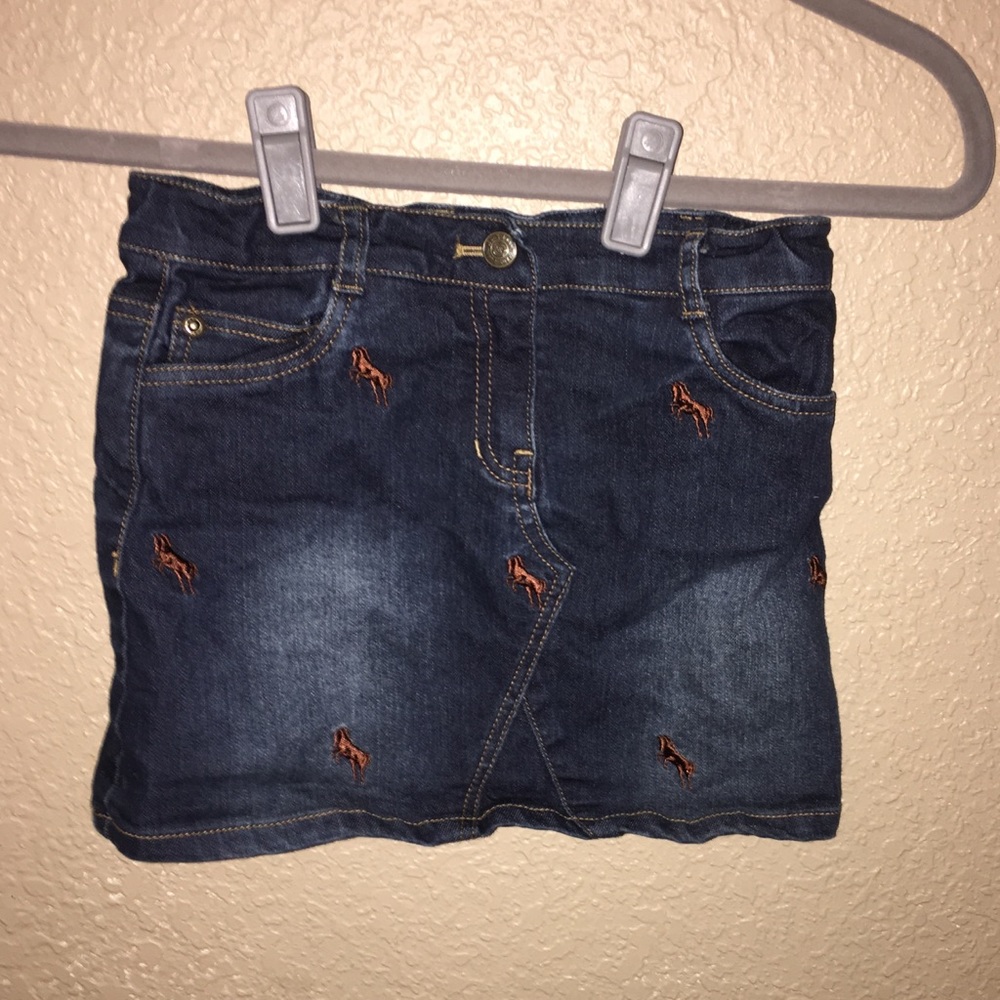 E. K. Classics denim embroidered horse skirt NWOT